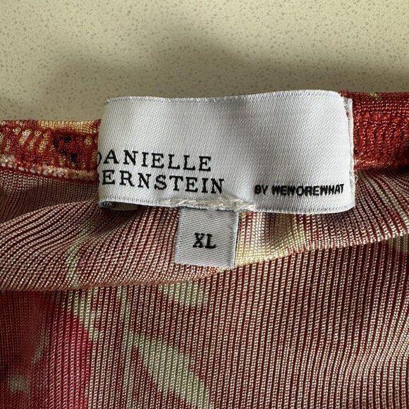 WeWoreWhat Danielle Bernstein Sz XL Red Floral Stretch Midi Wrap Skirt Side Slit - Picture 7 of 8